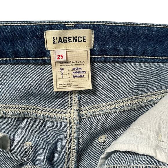L'AGENCE Size 25 New With Tag High Rise Slim Flare Stretch Light Wash 94% Cotton - Picture 6 of 8